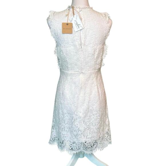 Blu Pepper Mock Neck White Lace Sheath Dress Large Coquette Bridal Boho Chic - Picture 8 of 12